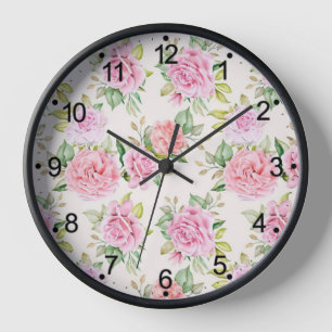 Reloj Elegante patrón floral de rosa romántica