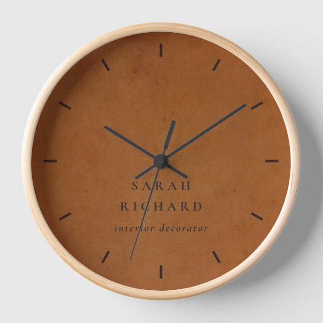 Reloj Elegante Personalizado de textura de piel de cuero (Anverso)