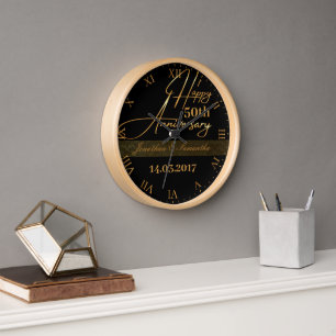 Reloj Elegante Personalizado Feliz 50 Aniversario Ronda
