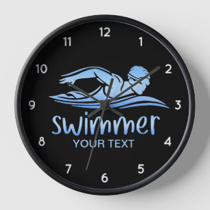 Reloj Elegante Piscina Blanca Azul Piscina Agua