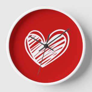 Reloj Elegante Romántico Corazones Rojos Únicos Modernos