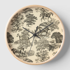 Reloj Elegantes caballos Rústicos Árboles de árbol Beige