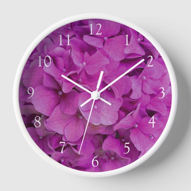 Reloj Elegantes rosas de hortensias florales de magenta  (Anverso)