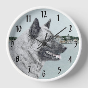 Reloj Elkhound noruego en pintura de aldea - Arte de per