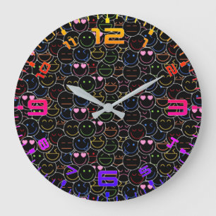 Reloj emoticono neón - Vibes retro modernas