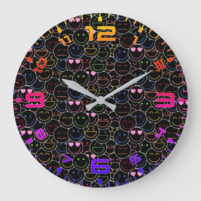 Reloj emoticono neón - Vibes retro modernas (Anverso)