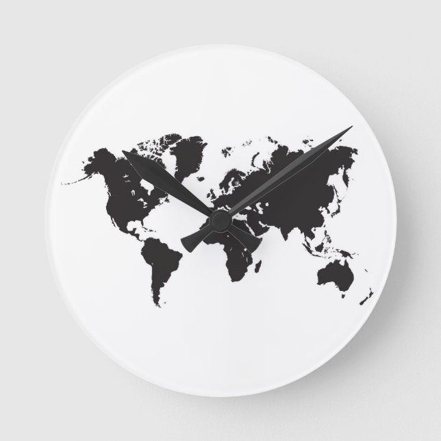 reloj en blanco y negro del mapa del mundo (Anverso)