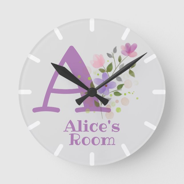 Reloj en un diseño floral con el nombre Alice (Anverso)