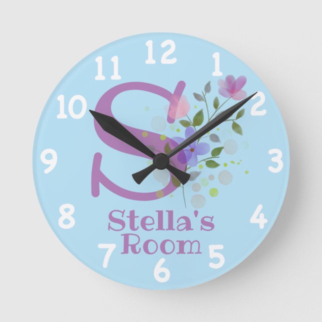 Reloj en un diseño floral con nombre e inicio (Anverso)