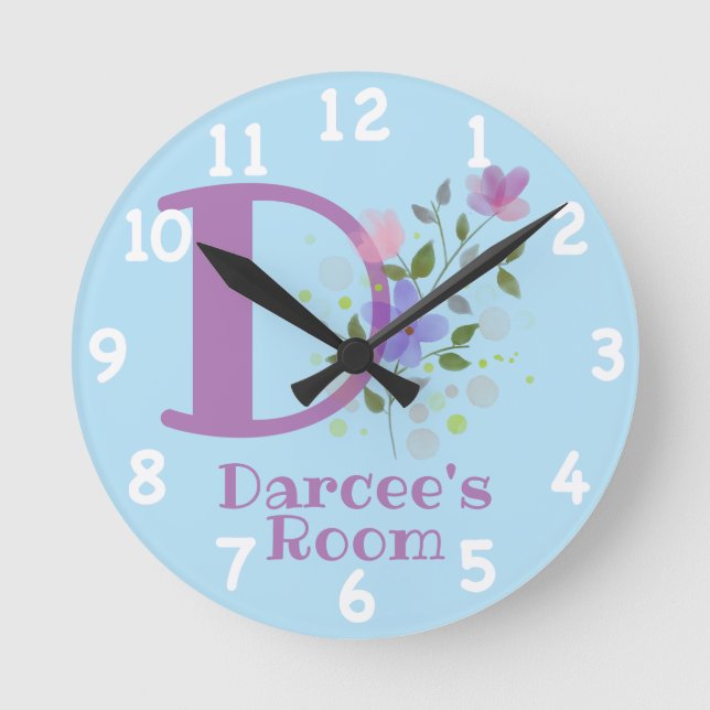 Reloj en un diseño floral con nombre e inicio (Anverso)