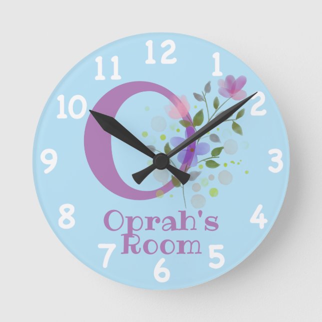 Reloj en un diseño floral con nombre e inicio (Anverso)