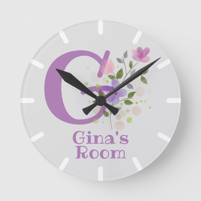 Reloj en un diseño floral con nombre e inicio (Anverso)