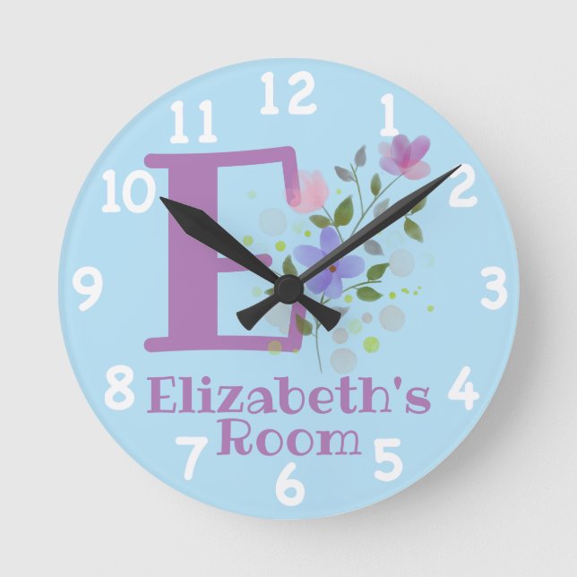 Reloj en un diseño floral con nombre e inicio (Anverso)