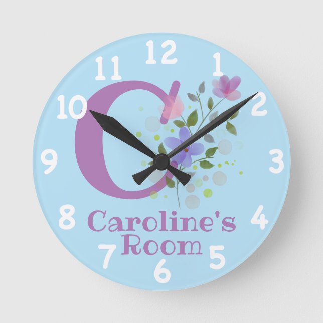 Reloj en un diseño floral con nombre e inicio (Anverso)