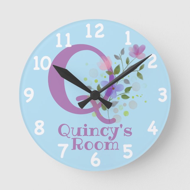 Reloj en un diseño floral con nombre e inicio (Anverso)
