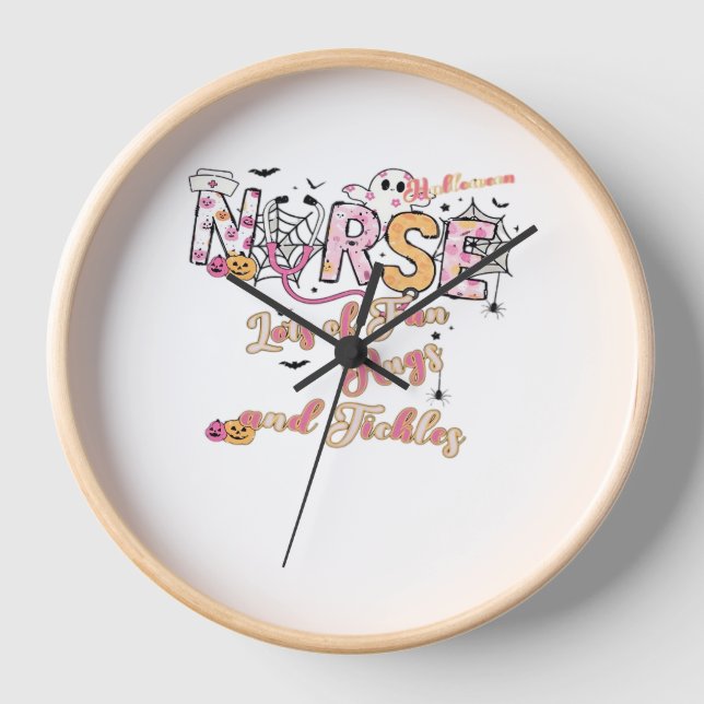 Reloj Enfermera pediátrica Diversión Halloween Diseño Es (Anverso)