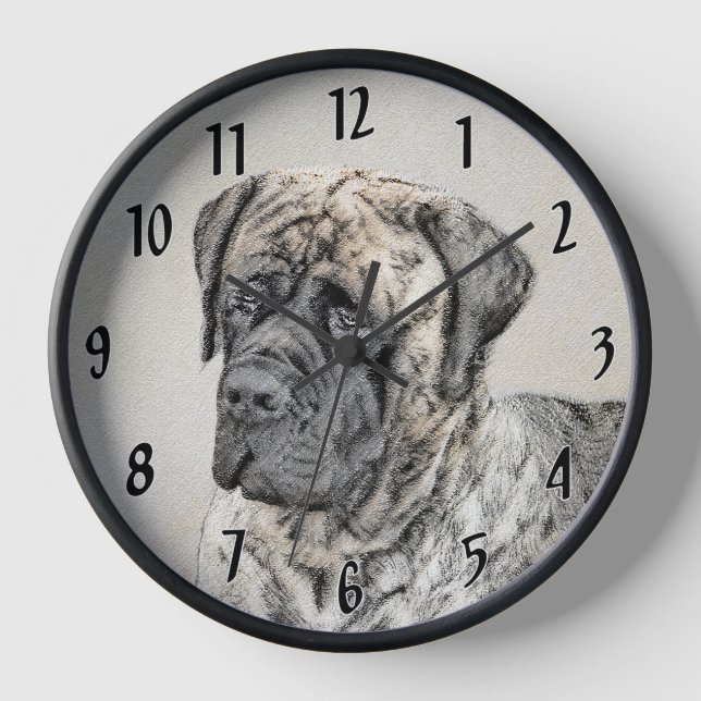 Reloj English Mastiff (Brindle) Painting - Dog Art (Anverso)