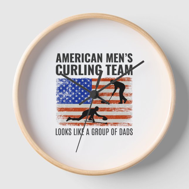 Reloj Equipo de curling de bandera estadounidense papá d (Anverso)
