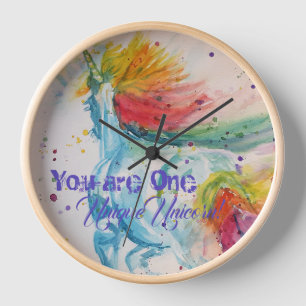 Reloj ¡Eres un Unicornio Único! Acuarela de Arcoíris