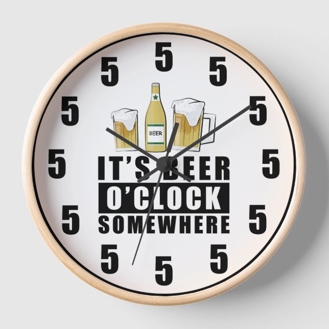 Reloj Es la cerveza en algún lugar - Funny Clock Design (Anverso)