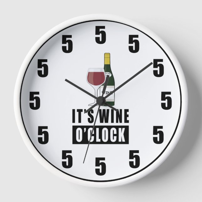 Reloj Es Wine O'clock - Funny Clock Design (Anverso)