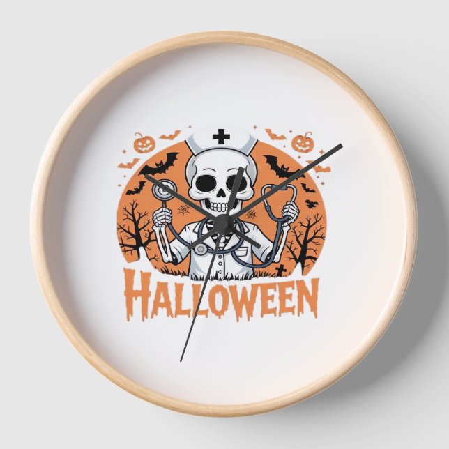 Reloj Esbozo de la enfermera de Halloween T-Shirt_1 esen (Anverso)
