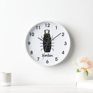 Reloj Escarabajo negro gordo antenas de insecto habitaci