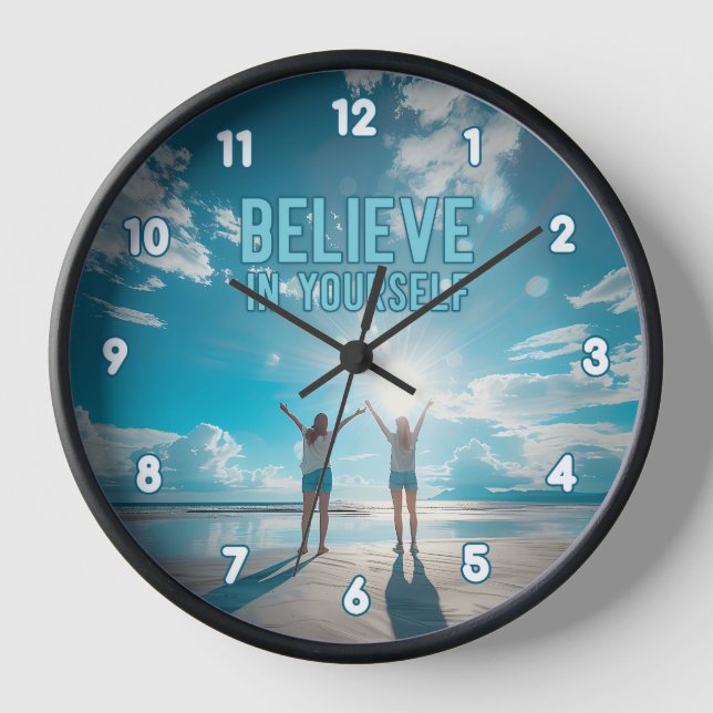 Reloj Escena de playa cree en ti mismo Inspirador (Anverso)