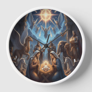 Reloj Escena sagrada de la Natividad – Arte navideño esp