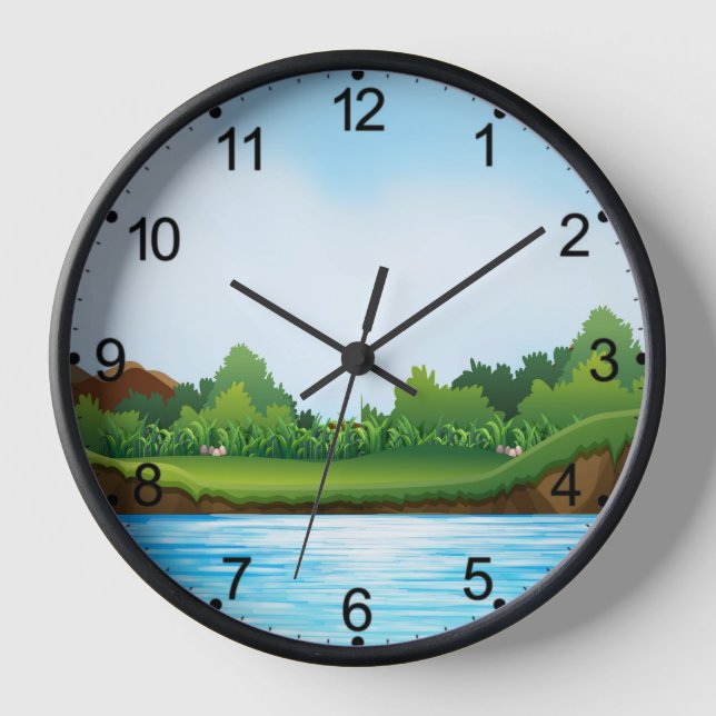 Reloj Escenario natural con tanque del río-22805 (Anverso)
