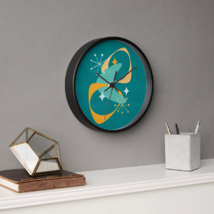 Reloj Espacio atómico retro a mediados de siglo 20 Verde
