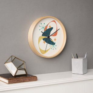 Reloj Espacio atómico retro a mediados del siglo XX Edad