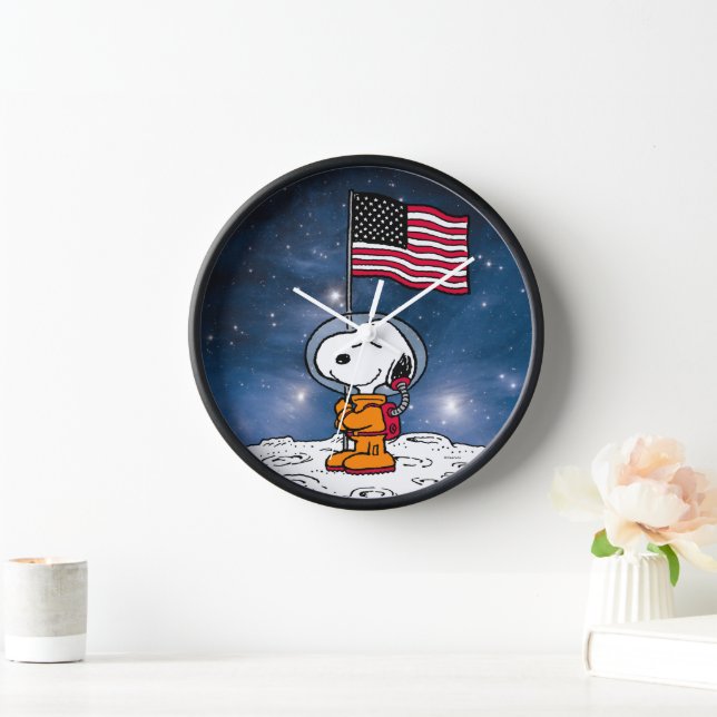 Reloj ESPACIO | Snoopy Con Astronauta De Bandera (Hogar)