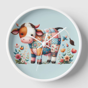 Reloj Espectacular Vaca Con Acentos Florales
