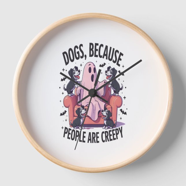 Reloj Espeluznante fantasma de perro de Halloween (2) (Anverso)