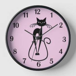 Reloj Espinosos números negros de gato rosado de gato ne