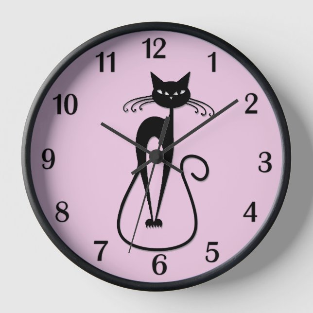 Reloj Espinosos números negros de gato rosado de gato ne (Anverso)