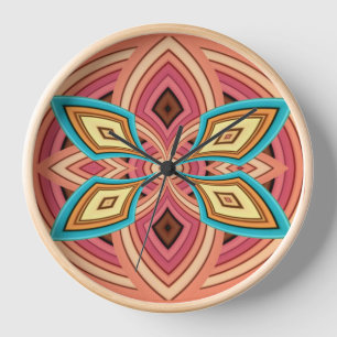 Reloj Espiral de color rosa, turquesa y amarillo