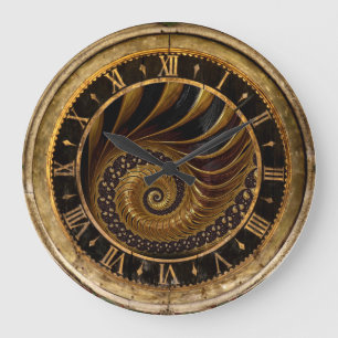 Reloj espiral dorado y negro