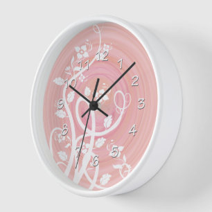 Reloj Espirales de pasteles rosados y de melocotón, flor
