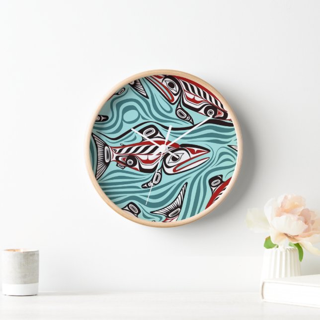 Reloj Espíritu de arte Salmon Haida Pacífico Nativo del  (Hogar)