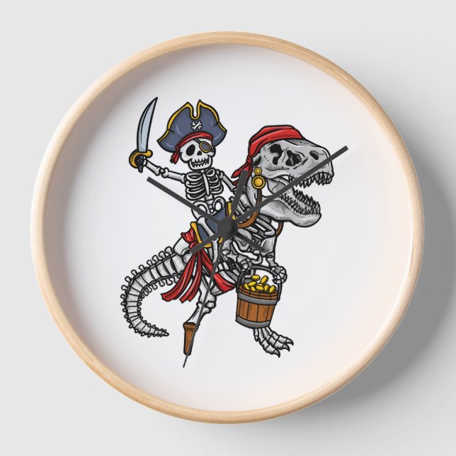 Reloj Esqueleto de los dinosaurios piratas de Halloween (Anverso)