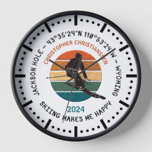 Reloj Esquí Jackson Hole, Wyoming - Hombre Esquiador, Te