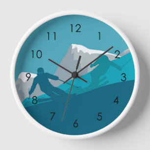 Reloj Esquiar en montañas - Esquiadores