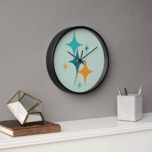 Reloj Estallido Estelar Atómico de Época Media Azul Verd