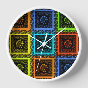 Reloj Estampa artística de patrón a cuadros africano