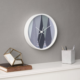 Reloj Estampa de arte de puntos de Chevron Gris Ceniza