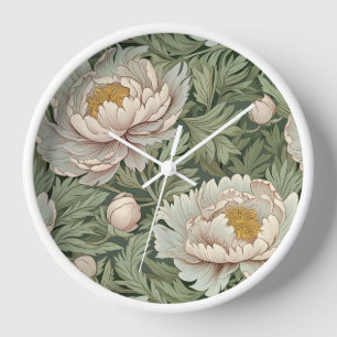 Reloj Estampado redondo floral de peonía vintage