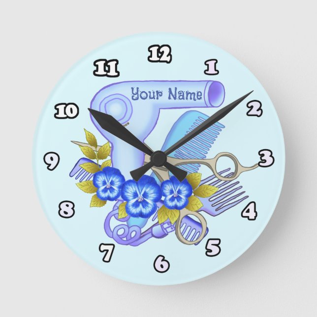 Reloj estético de la sala de belleza Blue Pansy (Anverso)