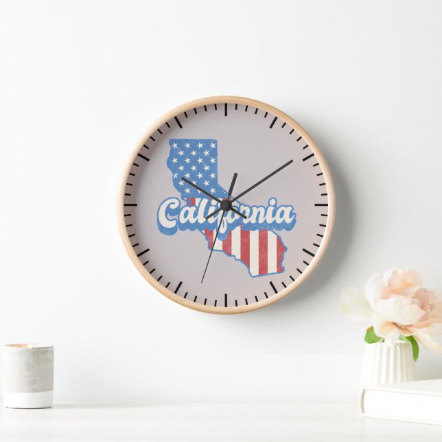 Reloj Estrellas de California y silueta de franjas (Hogar)
